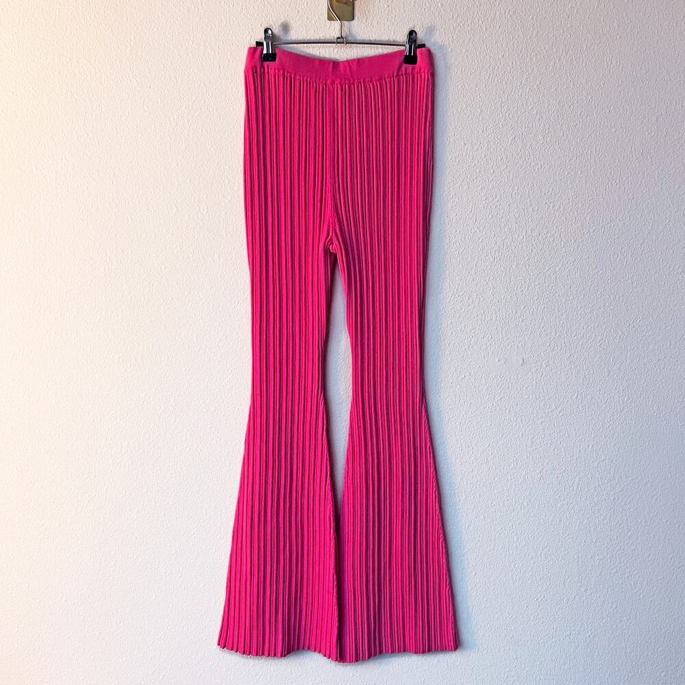 Adam Lippes Pink High Waisted Ribbed Pants Size M - Picture 3 of 5